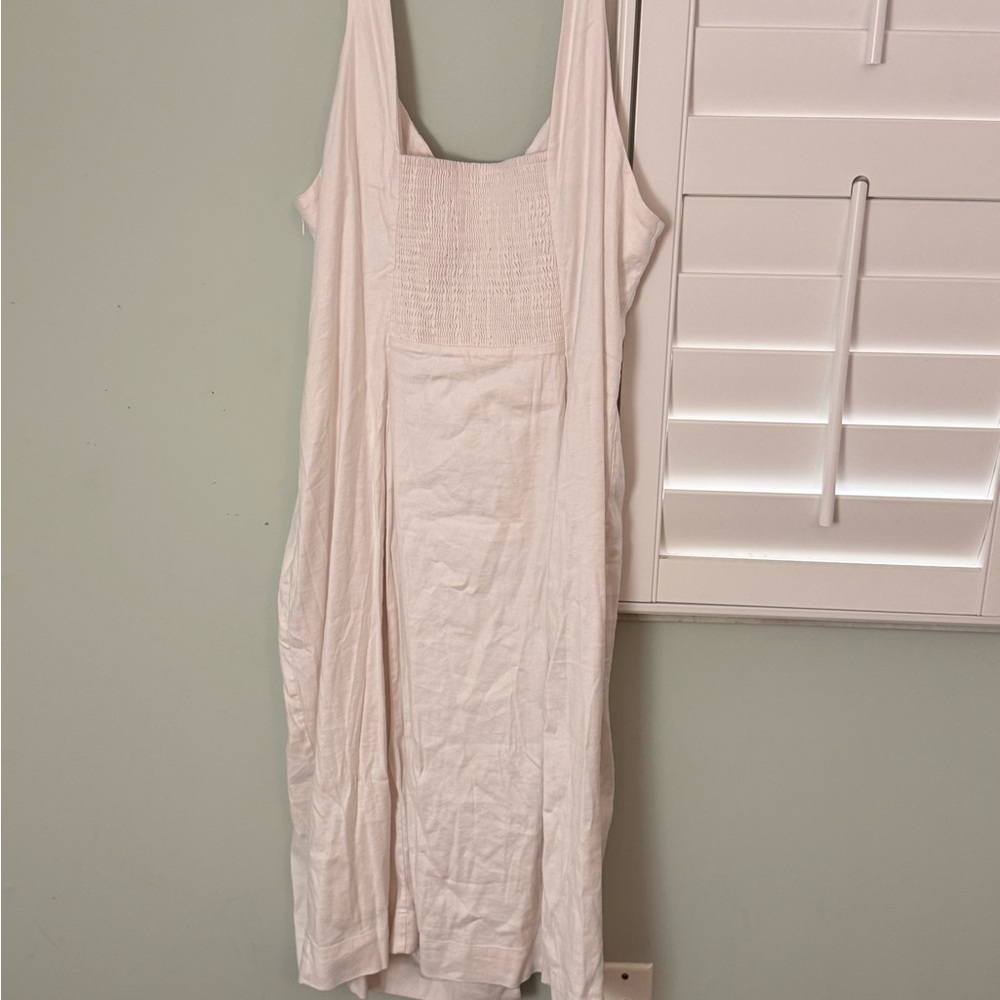 Anthropologie NWT Sleeveless Square-Neck Linen Button Wrap Midi Dress 3X - Picture 9 of 12